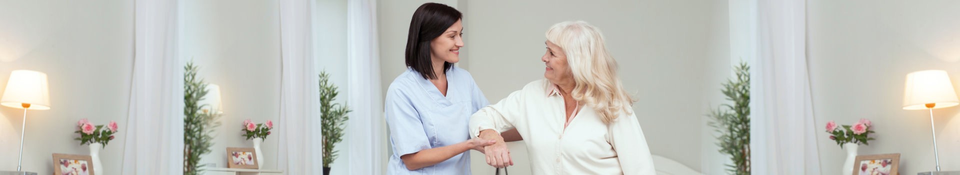 caregiver and patient looking each other